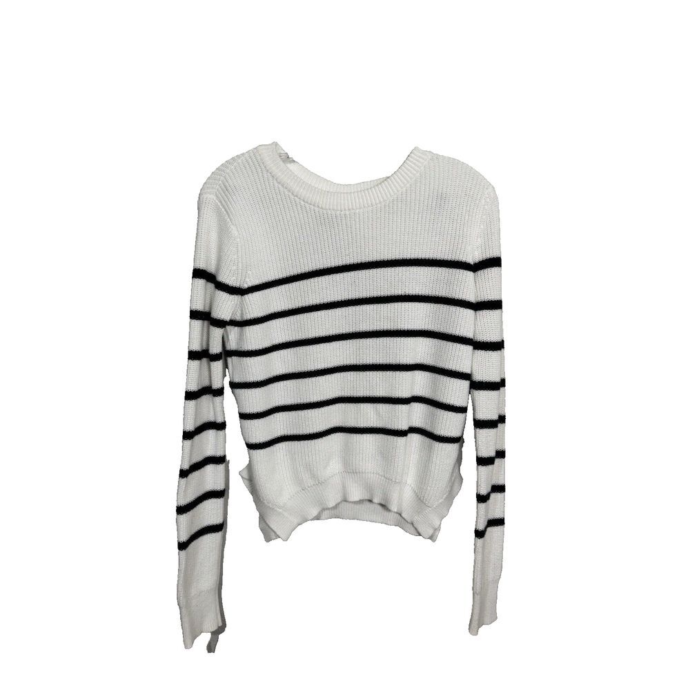 LOVERS FRIENDS Sweater Womens Medium Black Pullover Striped Open Back‎ XS